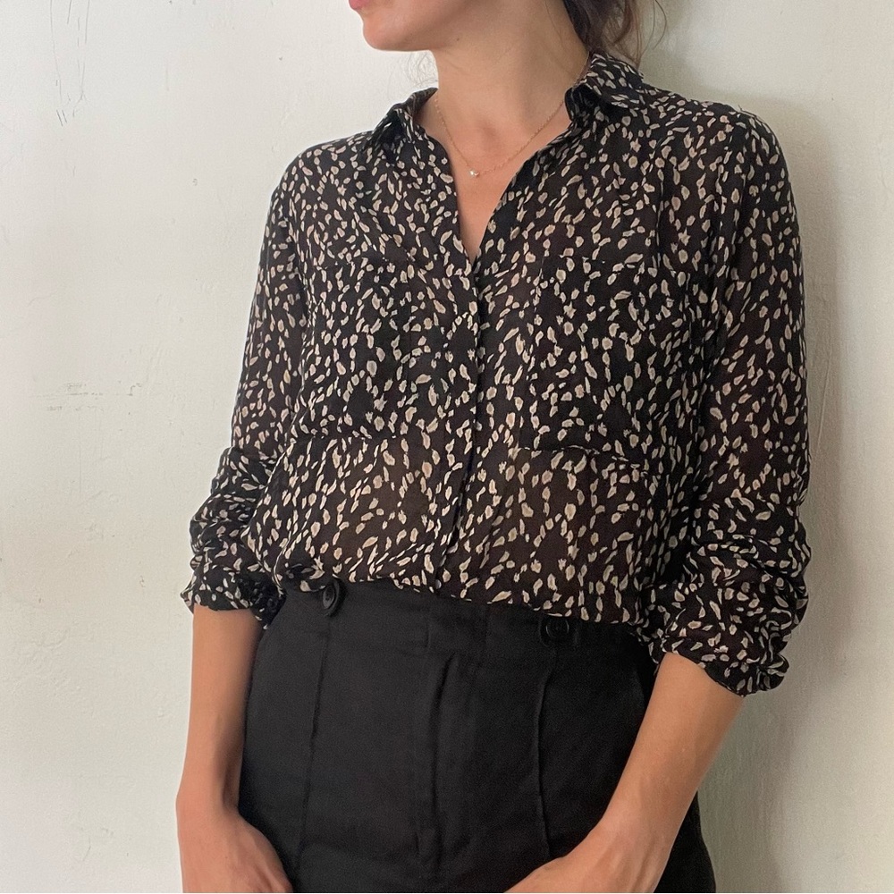Lovely print button down blouse